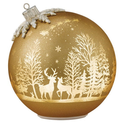 6.5" & 8.5" Rotating Glass Ornament Decor with LED Lights, Set of 2