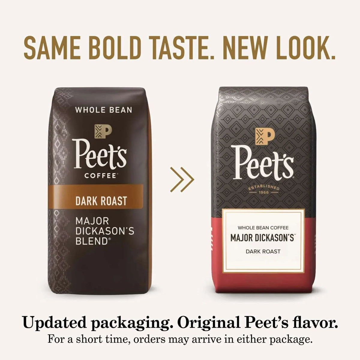 Peet's Coffee Major Dickason's Blend Premium Dark Roast Whole Bean Coffee, Arabica, 18 oz