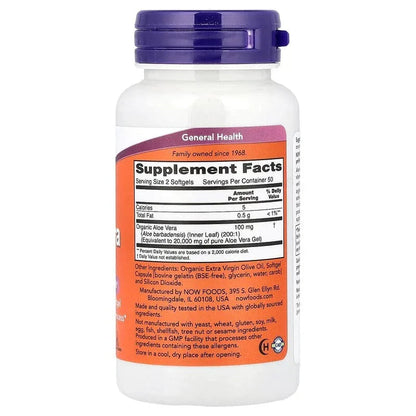 NOW Foods, Aloe Vera Gels, Softgels (50 mg per Softgel)