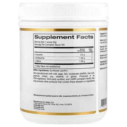 California Gold Nutrition, Instantized BCAA Powder with L-Leucine, L-Isoleucine, and L-Valine, Unflavored, 2 lb (907 g)