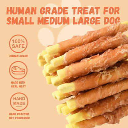 Pawmate Chicken Jerky Wrapped Pumpkin Biscuits Dog Treats, Promote Digestion Soft Chews for All Dogs, 11 oz