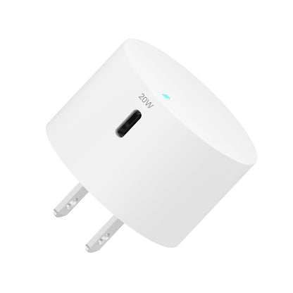 onn 20W Single USB-C Port Wall Charger with 3ft C-C Cable, Fast Charging, USB-IF Certified,Foldable Plug, White - Compatible with iPhone 17/16/15 Series, Galaxy, Note, Pixel, iPad Pro, & More