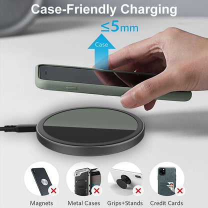 onn. 10W Wireless Charging Pad Compatible with iPhone 13/12/11/XS/X/8 Series, Samsung Galaxy Series, etc