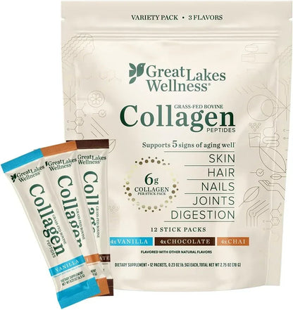 Great Lakes Wellness Sustainable Marine Collagen Peptides Powder for Skin, Hair, Nails, Joints & Digestion - Unflavored - Quick Dissolve Hydrolyzed, Wild Caught, MSC Certified, Non-GMO, Kosher - 16 oz