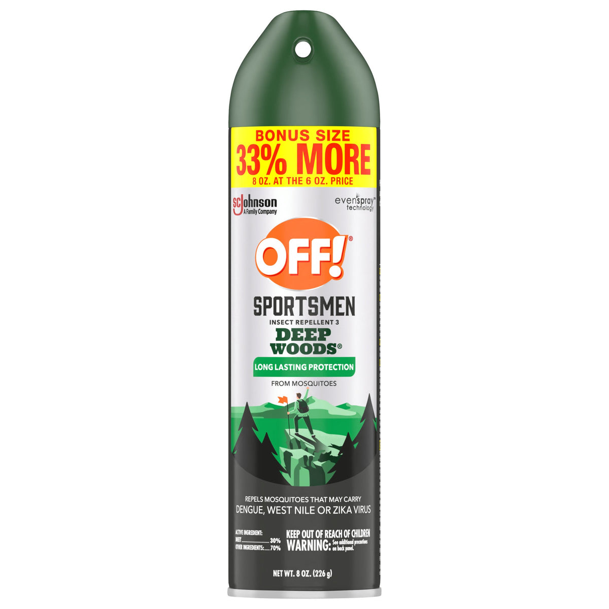 OFF! Sportsmen Deep Woods Insect Repellent 3, Sweat Resistant Mosquito & Bug Spray, 8 oz