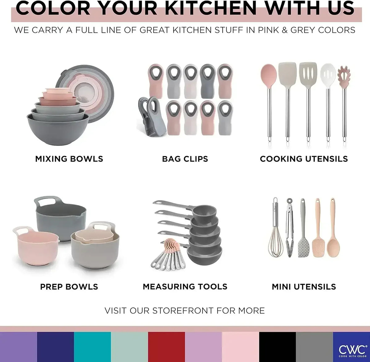 COOK WITH COLOR Meal Prep Containers Wide Mixing Bowls Food Storage Containers with Lid