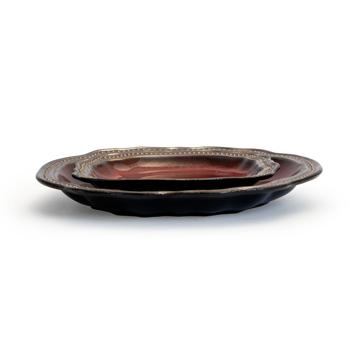 Elama Regency 16 Piece Stoneware Dinnerware Set in Red