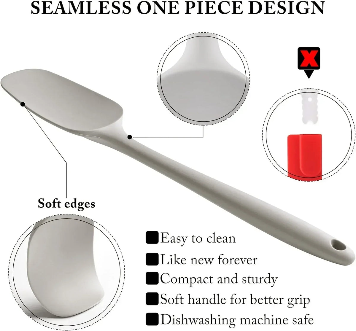 Food Grade Silicone Rubber Spatula Set for Baking, AOKIWO 5Pcs Cooking Utensil Set, High Heat Resistant Non Stick Dishwasher BPA-Free