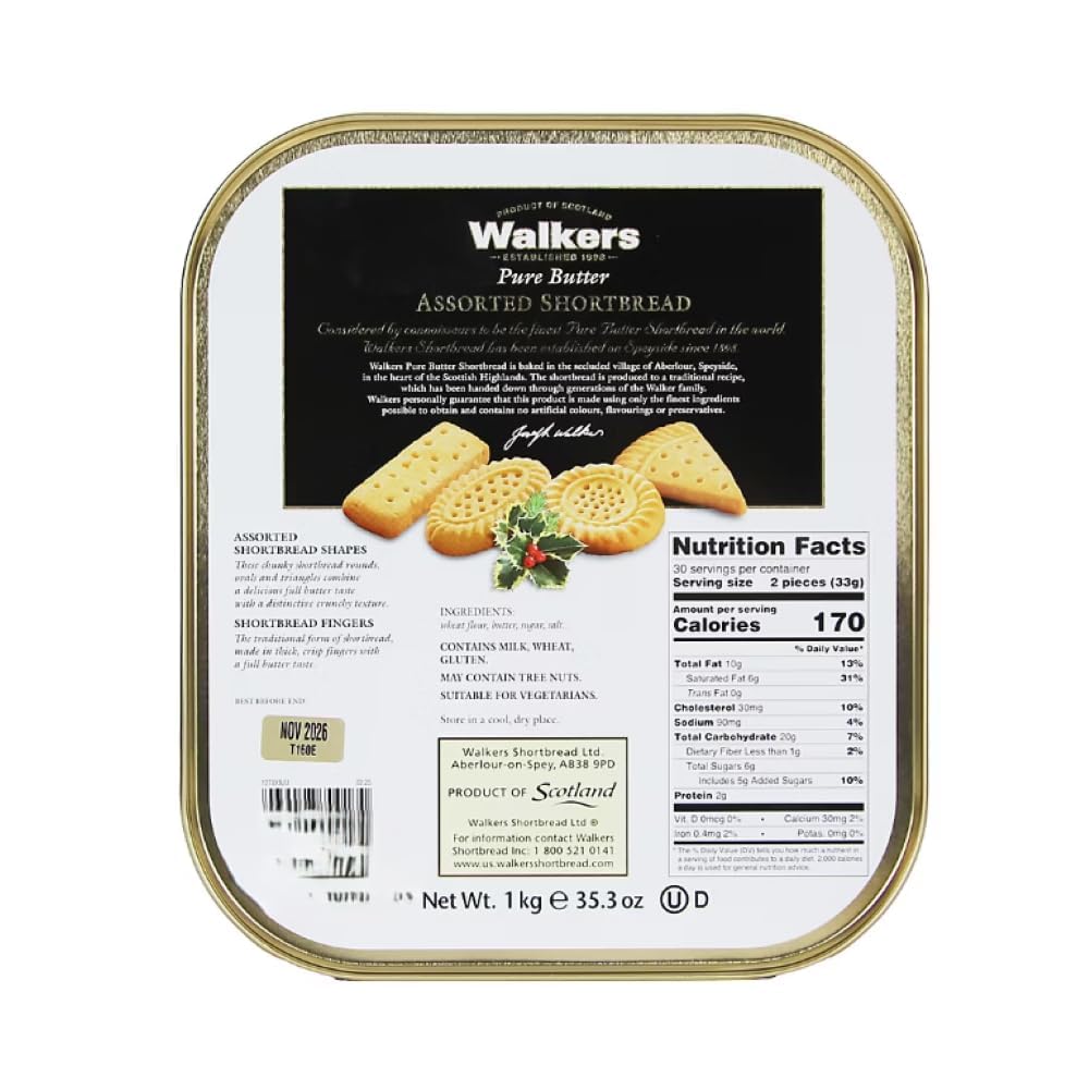 Walkers Shortbread Cookies, Pure Butter Traditional Scottish Recipe, Family Size Box, Authentic European Bakery Treats, No Artificial Flavors or Preservatives