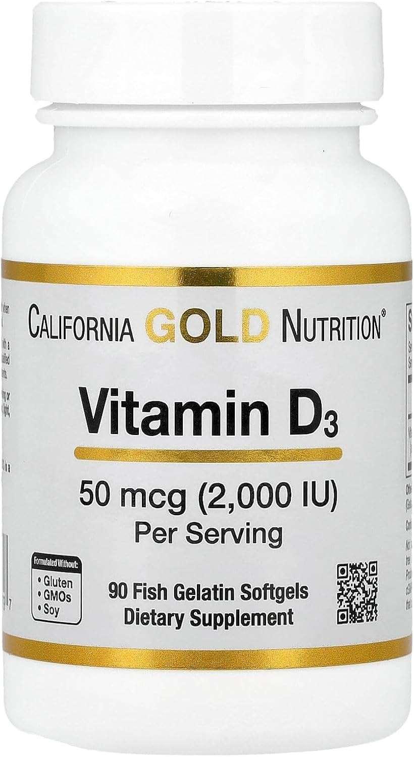 California Gold Nutrition, Vitamin D3, 125 mcg (5,000 IU), 90 Fish Gelatin Softgels