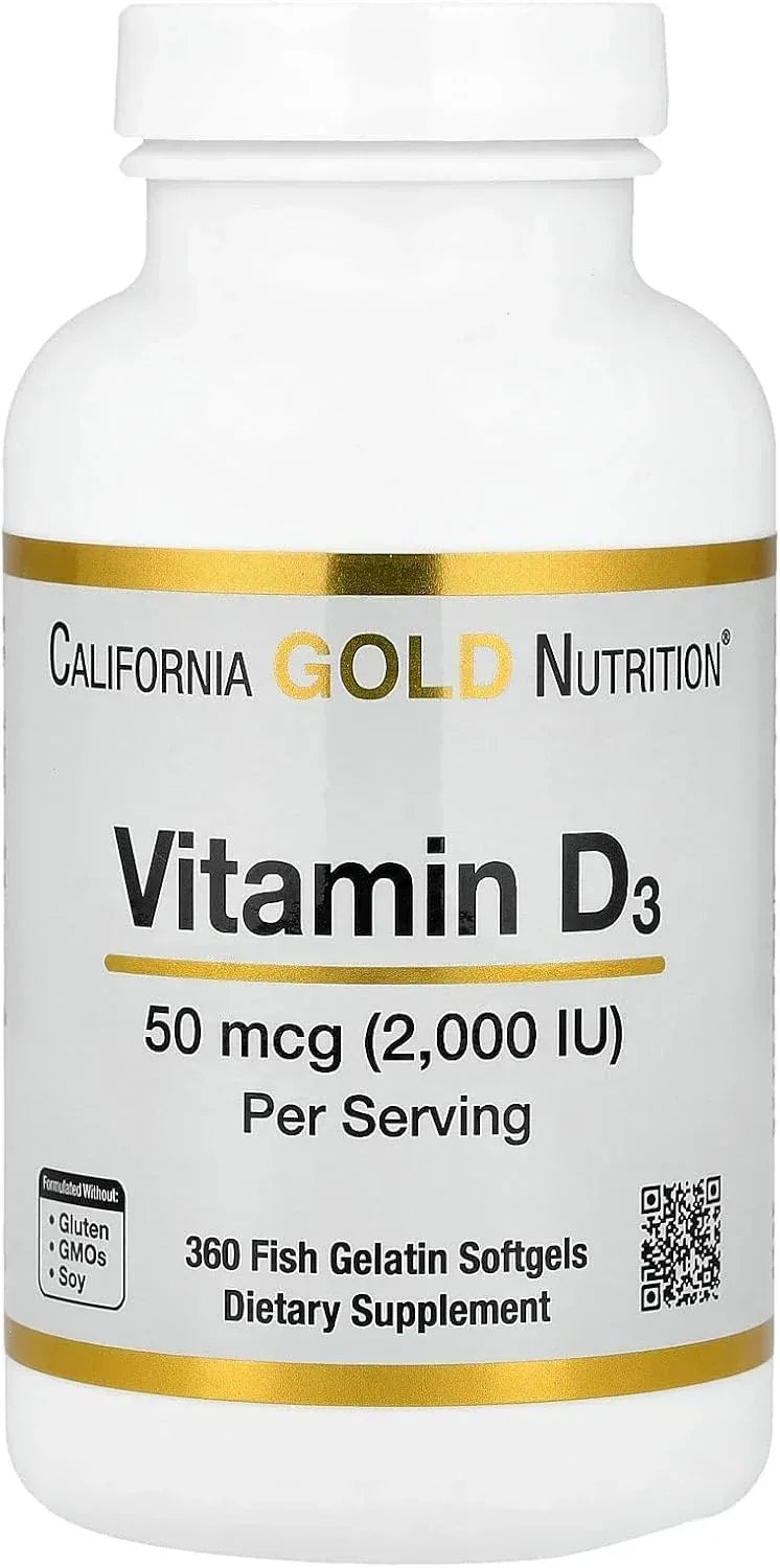 California Gold Nutrition, Vitamin D3, 125 mcg (5,000 IU), 90 Fish Gelatin Softgels