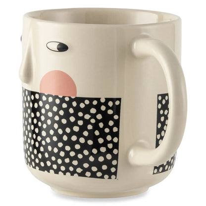 Thyme & Table 2 Pack Cheeky Faces with Dots Mugs 16.2 fl oz, Stoneware