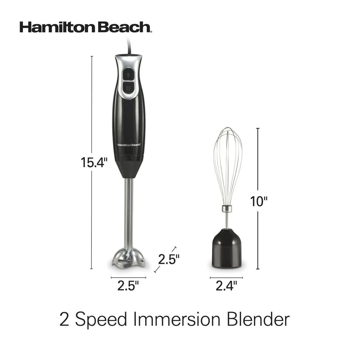 Hamilton Beach 2-Speed Immersion Hand Blender for Kitchen with Blending Wand & Whisk, Black
