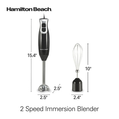 Hamilton Beach 2-Speed Immersion Hand Blender for Kitchen with Blending Wand & Whisk, Black