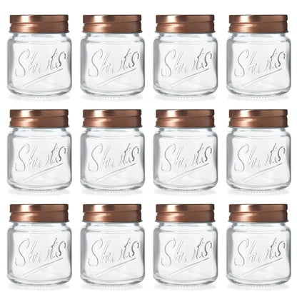 12 Pack Mini Mason Jar Shot Glasses with Lids, 2 oz for Ginger Shots, Juices, Cocktails, Homemade Sauces