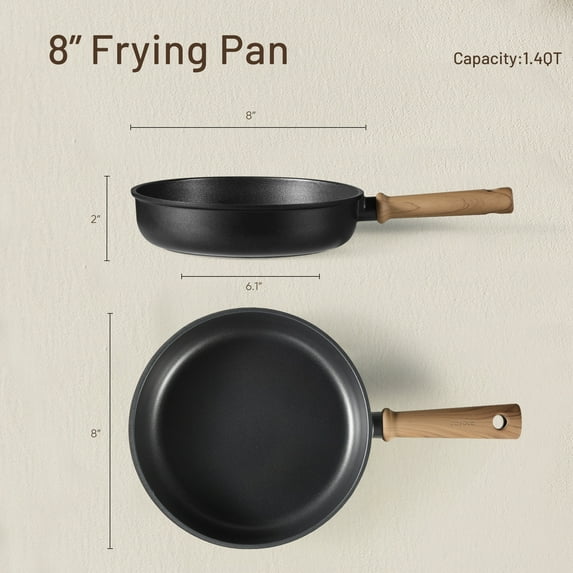 Carote Titanium Nonstick Frying Pan Skillet, 8" Nonstick Fry Pan Without Glass Lid, Induction Compatible, Black