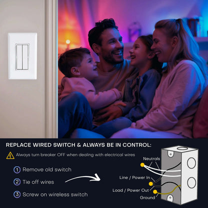 RunLessWire Click for Philips Hue Wireless Battery-Free Smart Dimming Light Switch- Brown