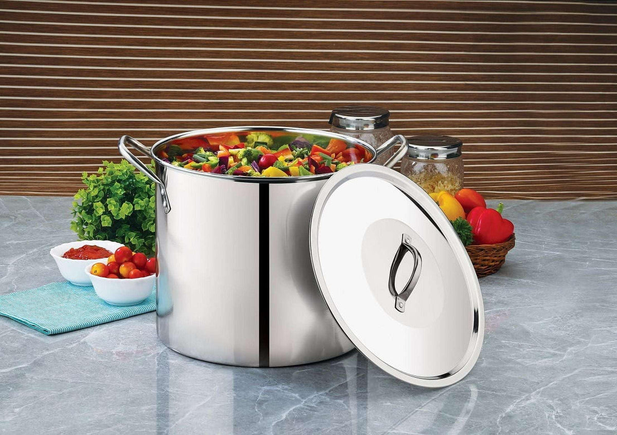 Mainstays 8-Qt Stainless Steel Stock Pot with Metal Lid, Ultra Durable, Stay-Cool Handles, Hand Wash Only