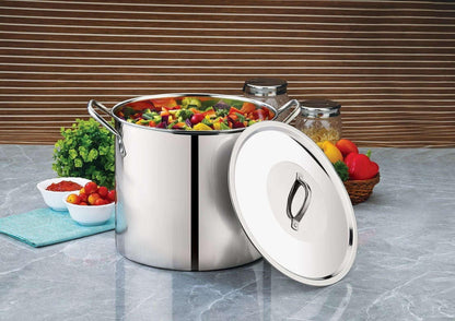 Mainstays 8-Qt Stainless Steel Stock Pot with Metal Lid, Ultra Durable, Stay-Cool Handles, Hand Wash Only