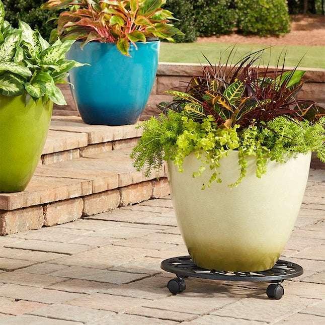 allen + roth 17-in L x 17-in D x 2.7-in H Black Plant Caddy