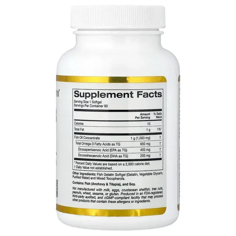 California Gold Nutrition, Omega-3 Fish Oil, Vivomega Triglyceride, 1,000 mg, Fish Gelatin Softgels