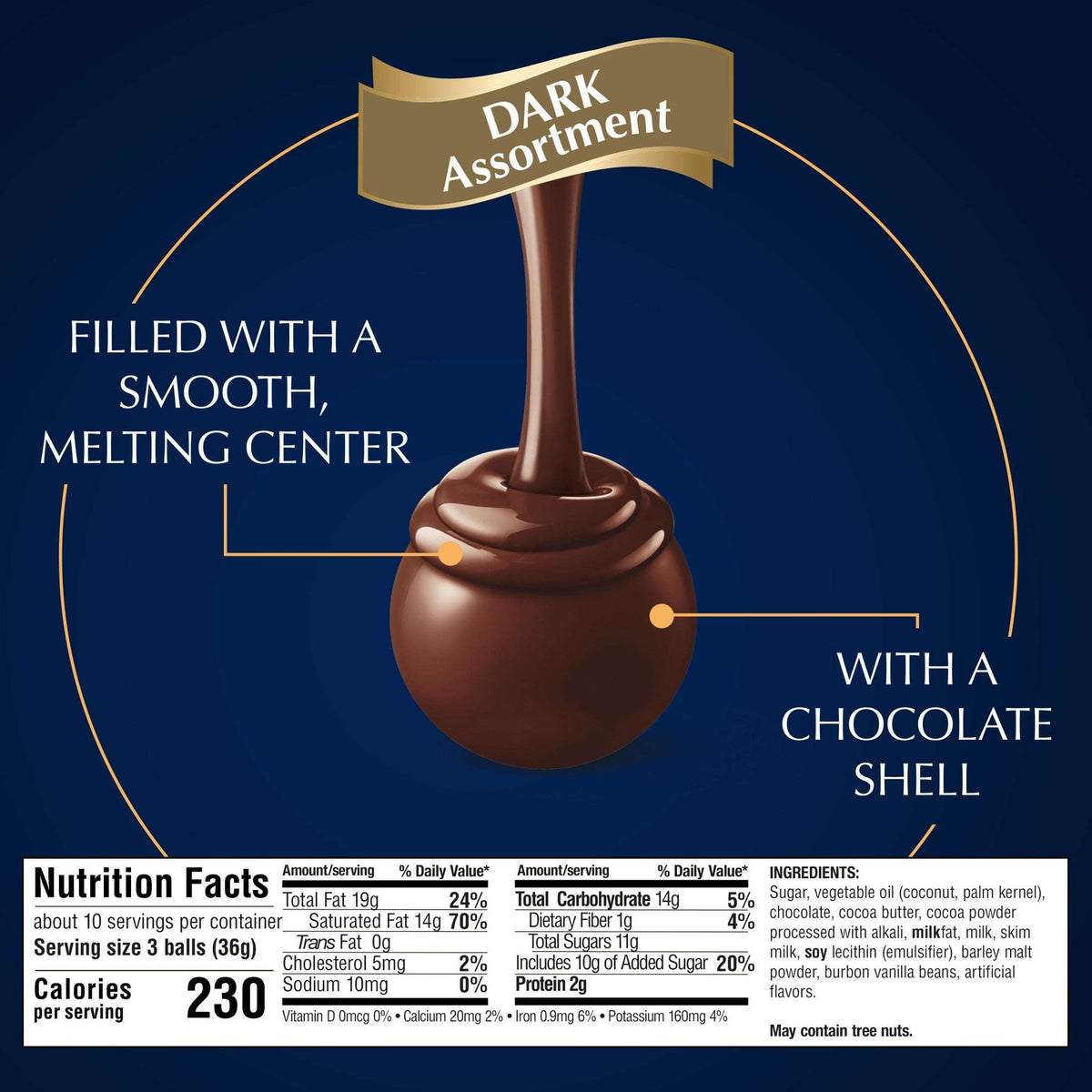 Lindt LINDOR Assorted Dark Chocolate Candy Truffles, 12.7 oz. Bag