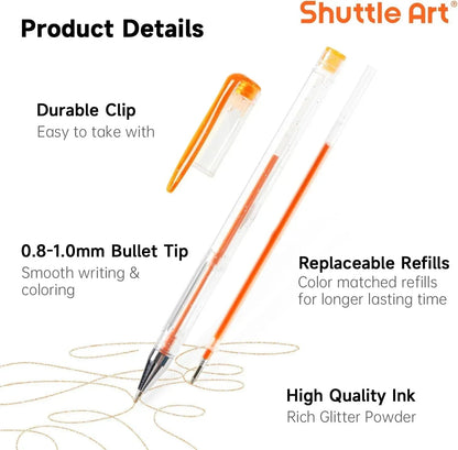 240 Pack Glitter Gel Pens, Shuttle Art 120 Colors Glitter Gel Pen Set with 120 Refills for Adult Coloring Books Craft Doodling