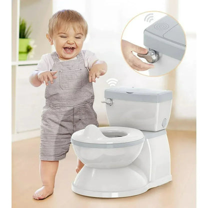Babybond 2-in-1 Toddler Potty Training Toilet, with toilet paper holder and storage shelf, featuring flushing sound, suitable for 1-3 year old toddlers, white.