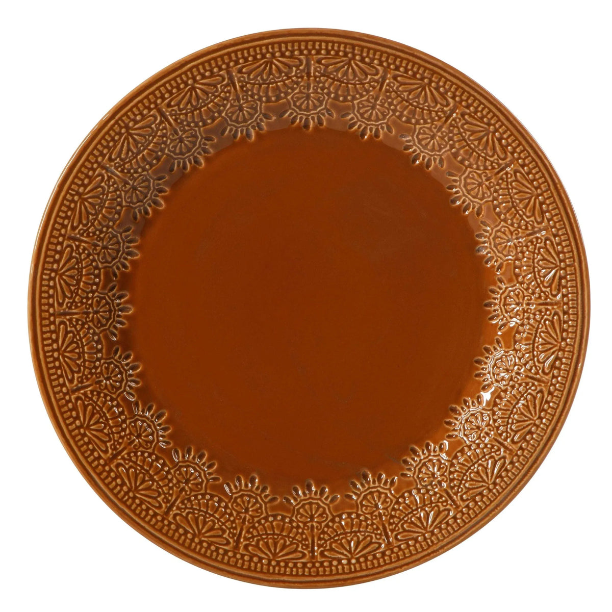 The Pioneer Woman Vintage Lace 12-Piece Ceramic Dinnerware Set, Caramel