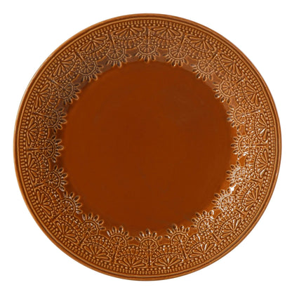 The Pioneer Woman Vintage Lace 12-Piece Ceramic Dinnerware Set, Caramel