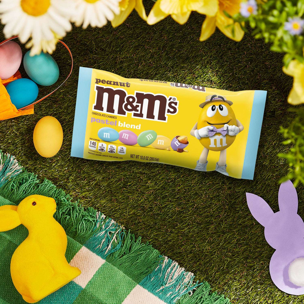 M&M's Peanut Eggs Milk Chocolate Pastel Easter Candy Assortment - 10 oz Bag