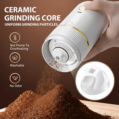 Coffee Grinder Electric,Electric Coffee Grinders Mannual for Home Use, Adjustable & Portable,Stainless Steel, White