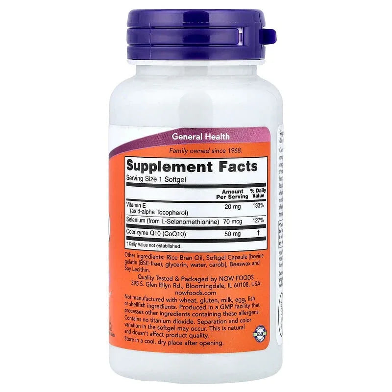 NOW Foods, CoQ10 With Selenium & Vitamin E, 50 Softgel
