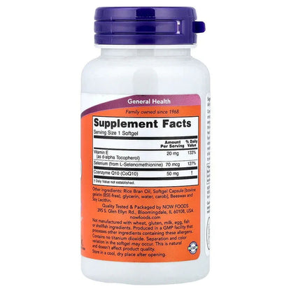 NOW Foods, CoQ10 With Selenium & Vitamin E, 50 Softgel