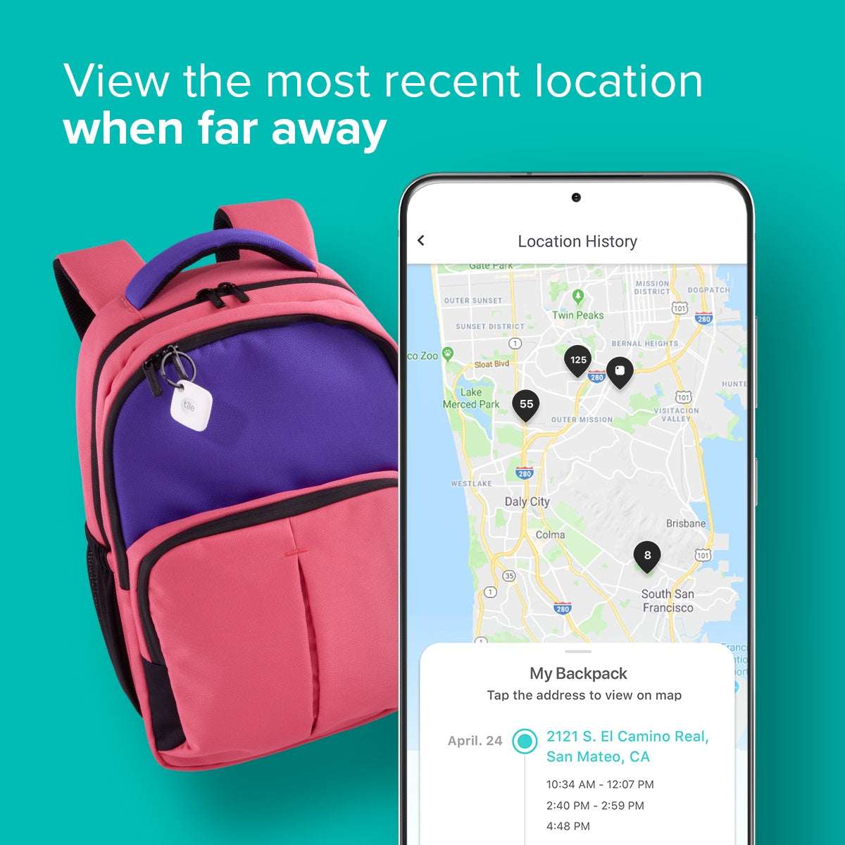 Tile Mate (2022) 1-Pack, White. Bluetooth Tracker, Keys Finder and Item Locator; Up to 250 ft. Range.