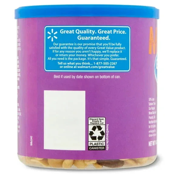 Great Value Roasted & Lightly Salted Mixed Nuts, 14.75 oz