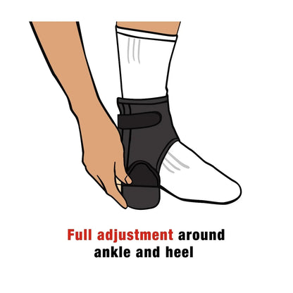 ACE Brand Ankle Support with Side Stabilizers, Adjustable, Black, 1 Brace