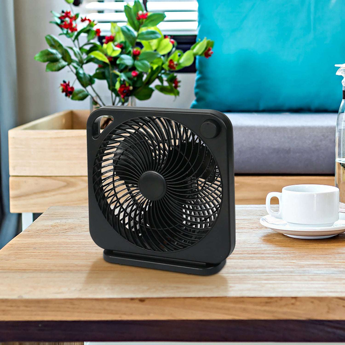 Mainstays New 9-inch Box Indoor Comfort Personal AC Electric Fan, 3 Speeds, Black