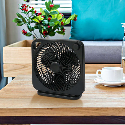 Mainstays New 9-inch Box Indoor Comfort Personal AC Electric Fan, 3 Speeds, Black