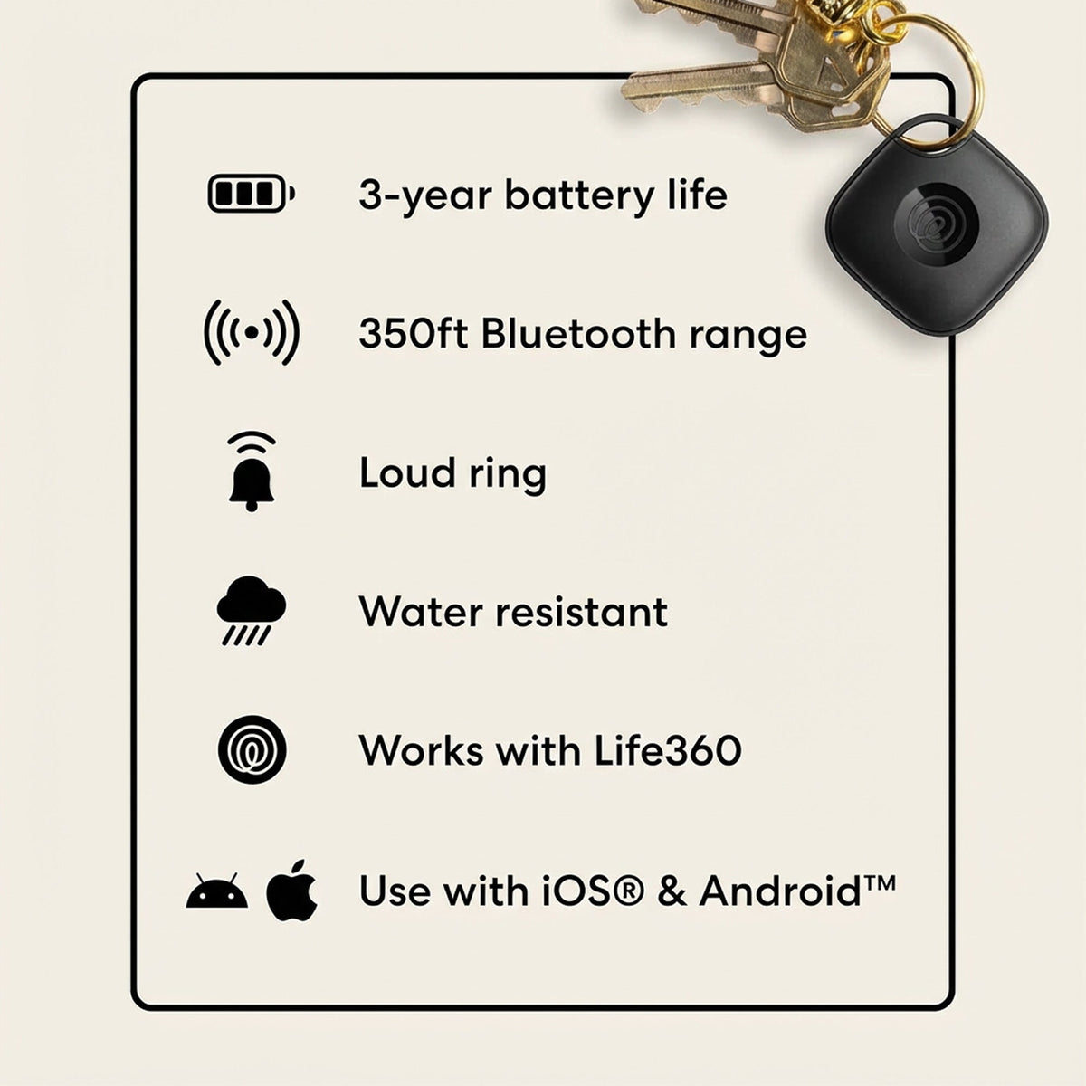 Life360 Tile Starter Pack – 1 Mate & 1 Slim Bluetooth Trackers for Keys, Wallets, Phones – iOS & Android (Black)