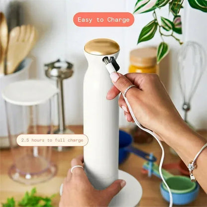 Beautiful Cordless Immersion Blender with Chopper, Whisk & Measuring Cup, White Icing by Drew Barrymore