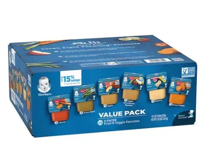 Gerber Baby Food 2nd Foods Value Pack, Fruit & Veggie Puree Favorites, 8 Ounce Tubs, 2-Pack (Pack of 15)