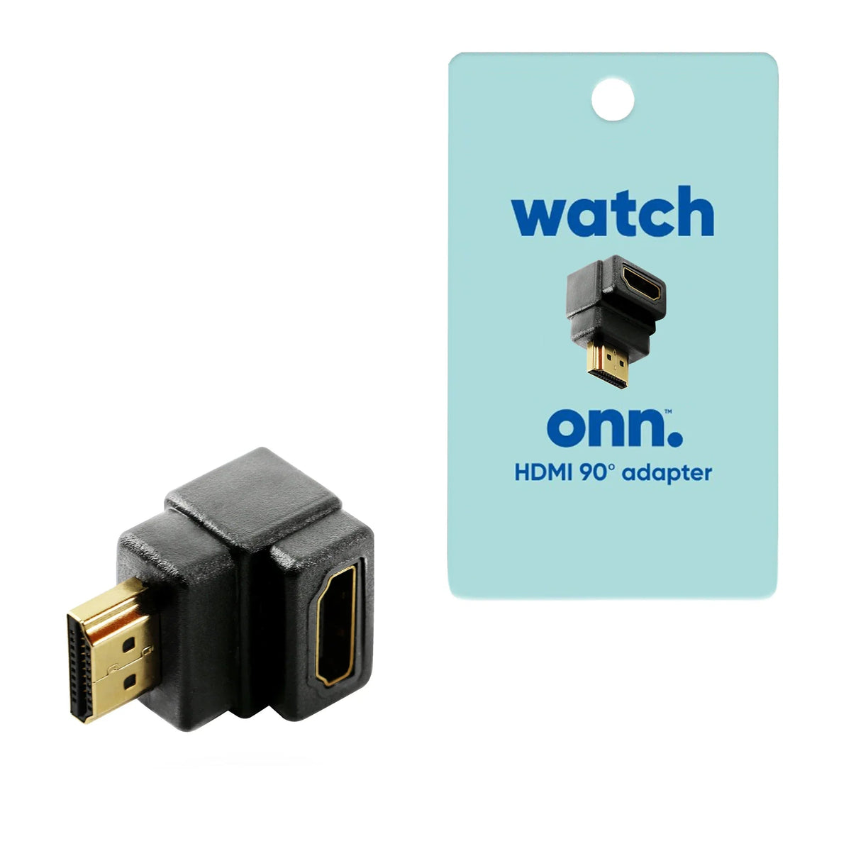 onn HDMI 90-Degree Adapter, Black