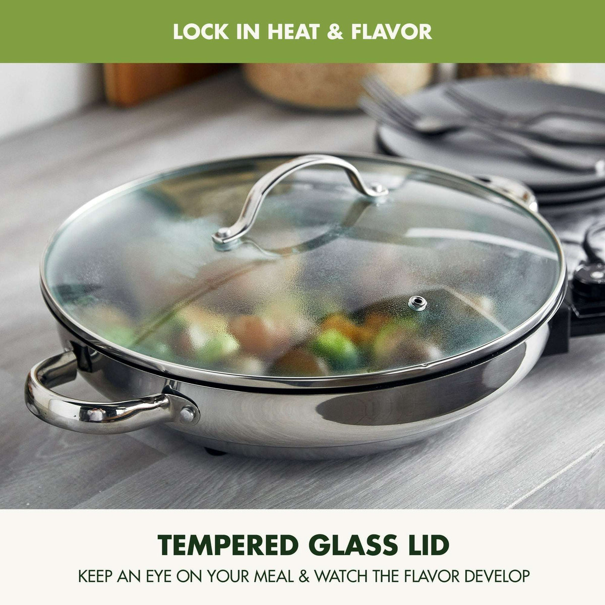 GreenPan Stainless Steel 12” Ceramic Nonstick Electric Skillet
