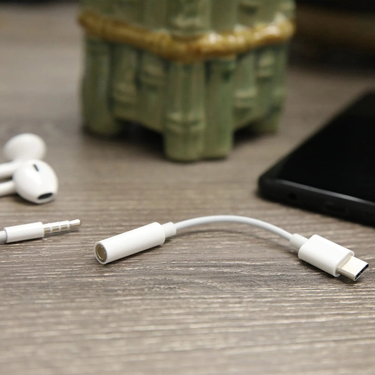 onn USB-C to 3.5 mm Adapter, White