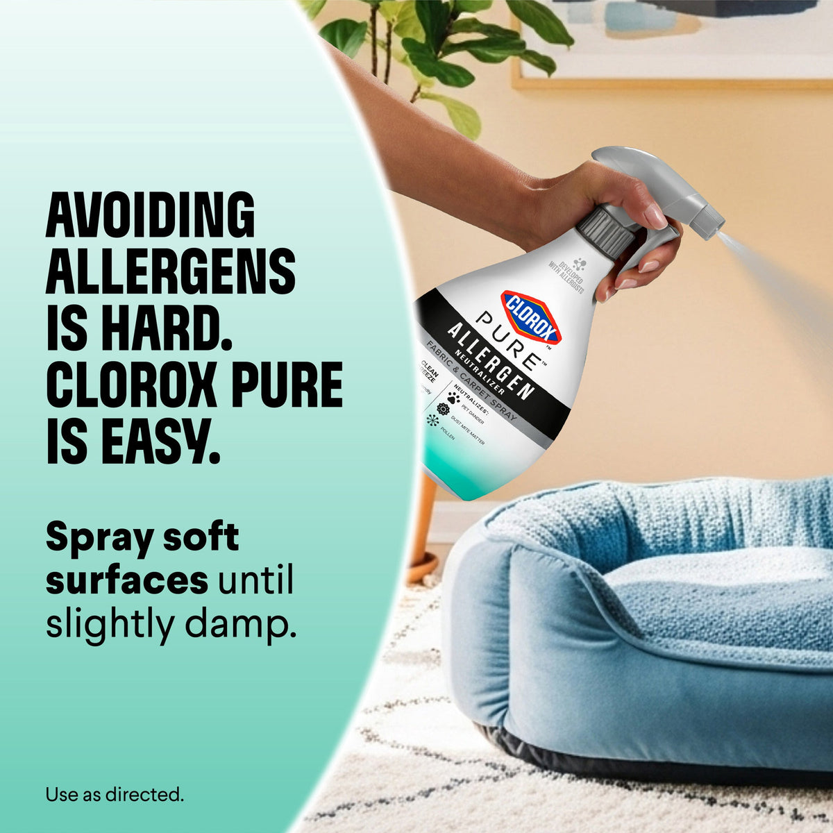 Clorox PURE Allergen Neutralizer Fabric and Carpet Spray, Clean Breeze, 26 fl. oz. Spray Bottle