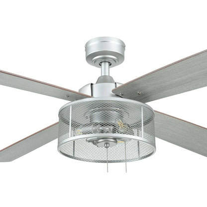 Better Homes & Gardens 52" Pewter Indoor Ceiling Fan with Light, 4 Blades, Pull Chains & Reverse Airflow