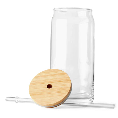 Mainstays Briar Can Glass Drinkware with Lids & Straws, Set of 4