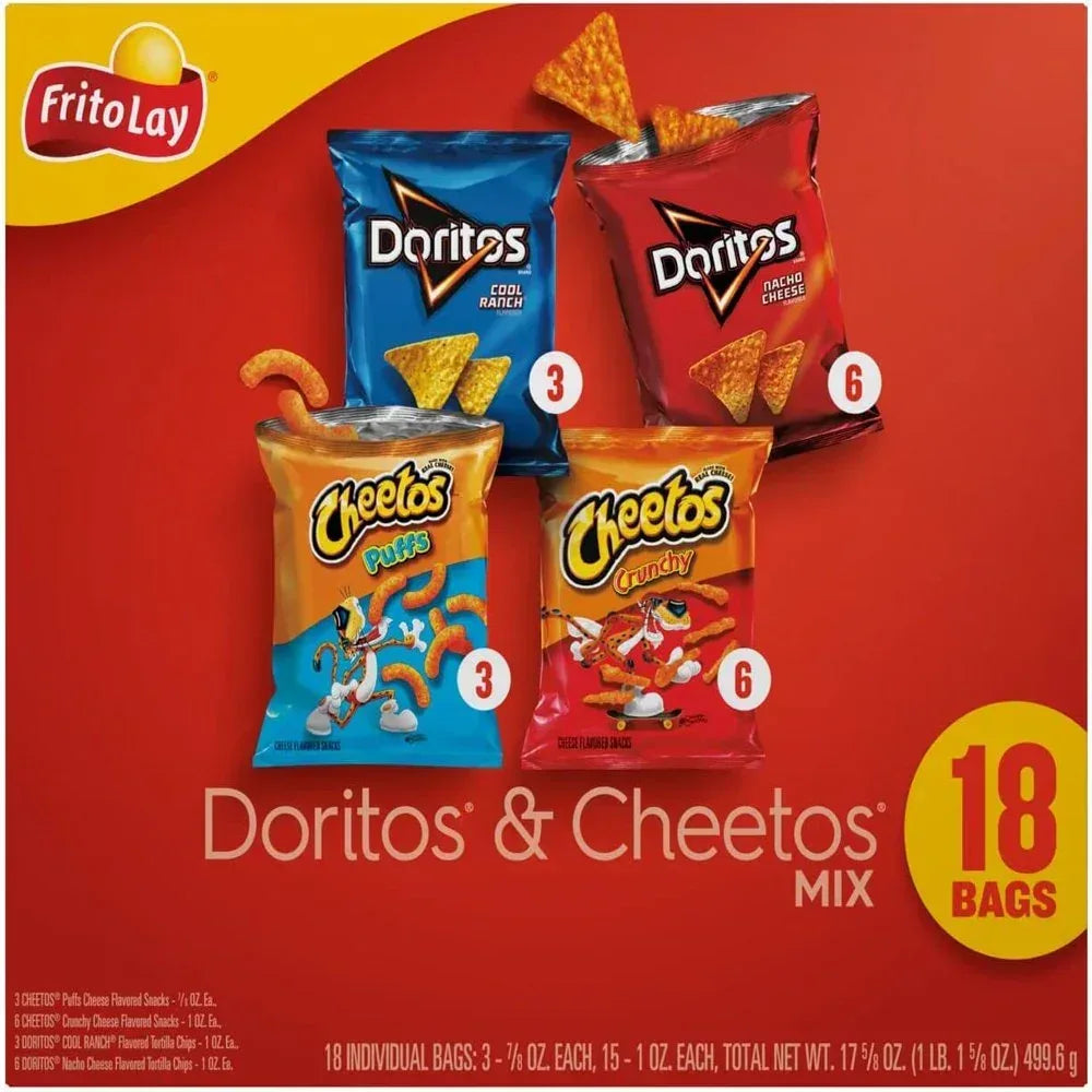Doritos & Cheetos Mix Variety Pack Snack Chips, 18 Count Multipack