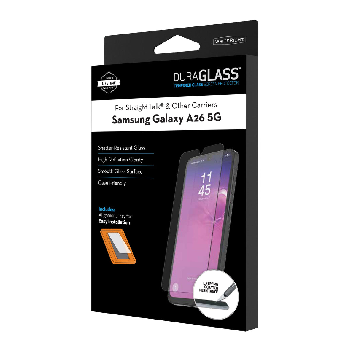 DuraGlass Tempered Glass Screen Protector with Quick Installation Tray for Samsung Galaxy A26 5G